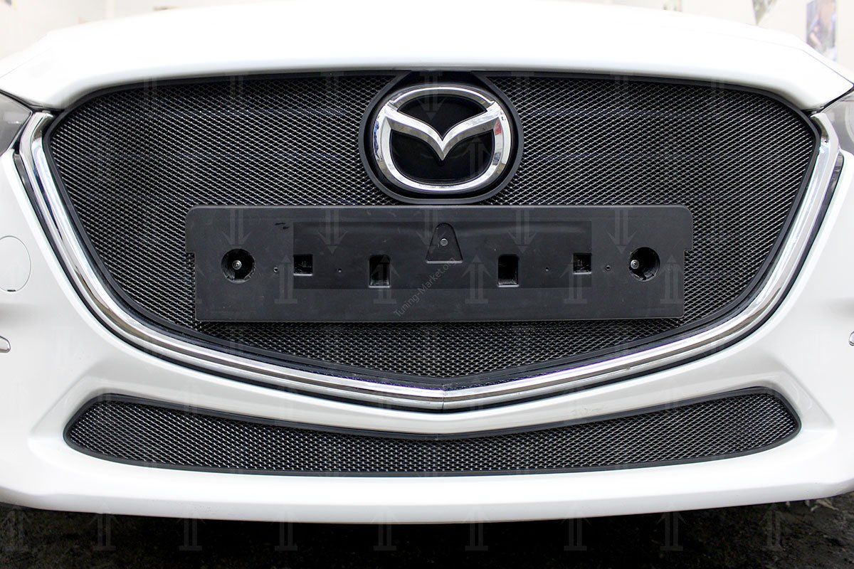Защитная сетка радиатора ProtectGrille нижняя черная для Mazda 3 (2016-2019)
