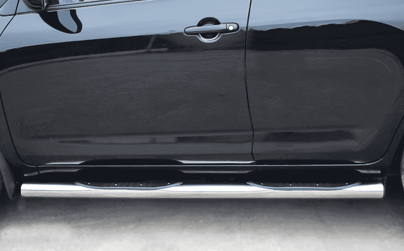 Пороги труба D76 с накладками (вариант 3) "RUSSTAL" для Toyota RAV4 Long