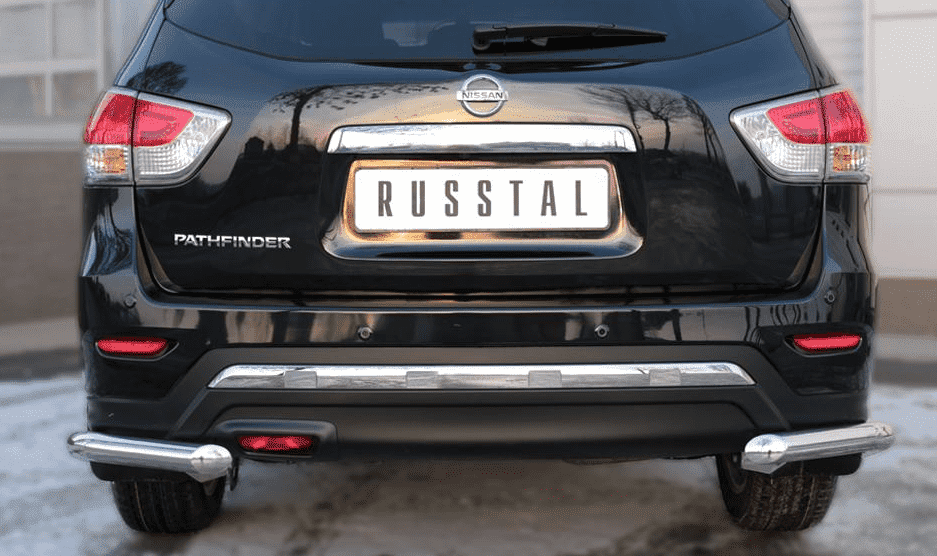 Защита заднего бампера уголки D63(секции) Russtal для Nissan Pathfinder