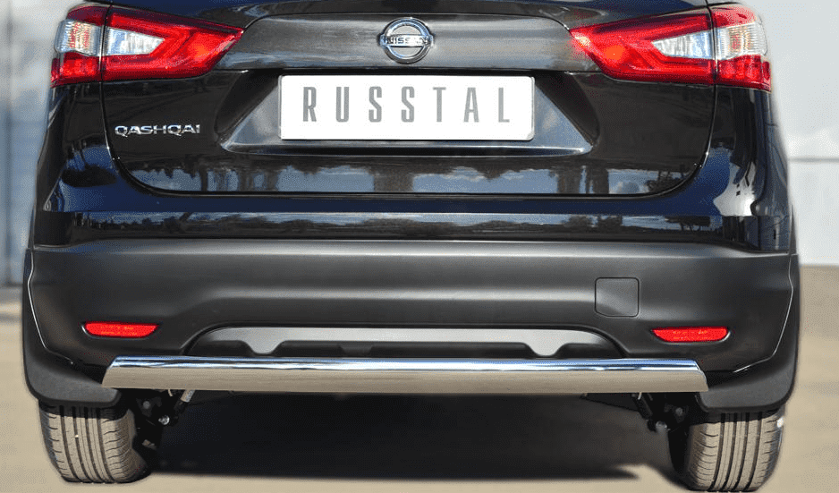 Защита заднего бампера D75хD42 (дуга) "RUSSTAL" для Nissan Qashqai