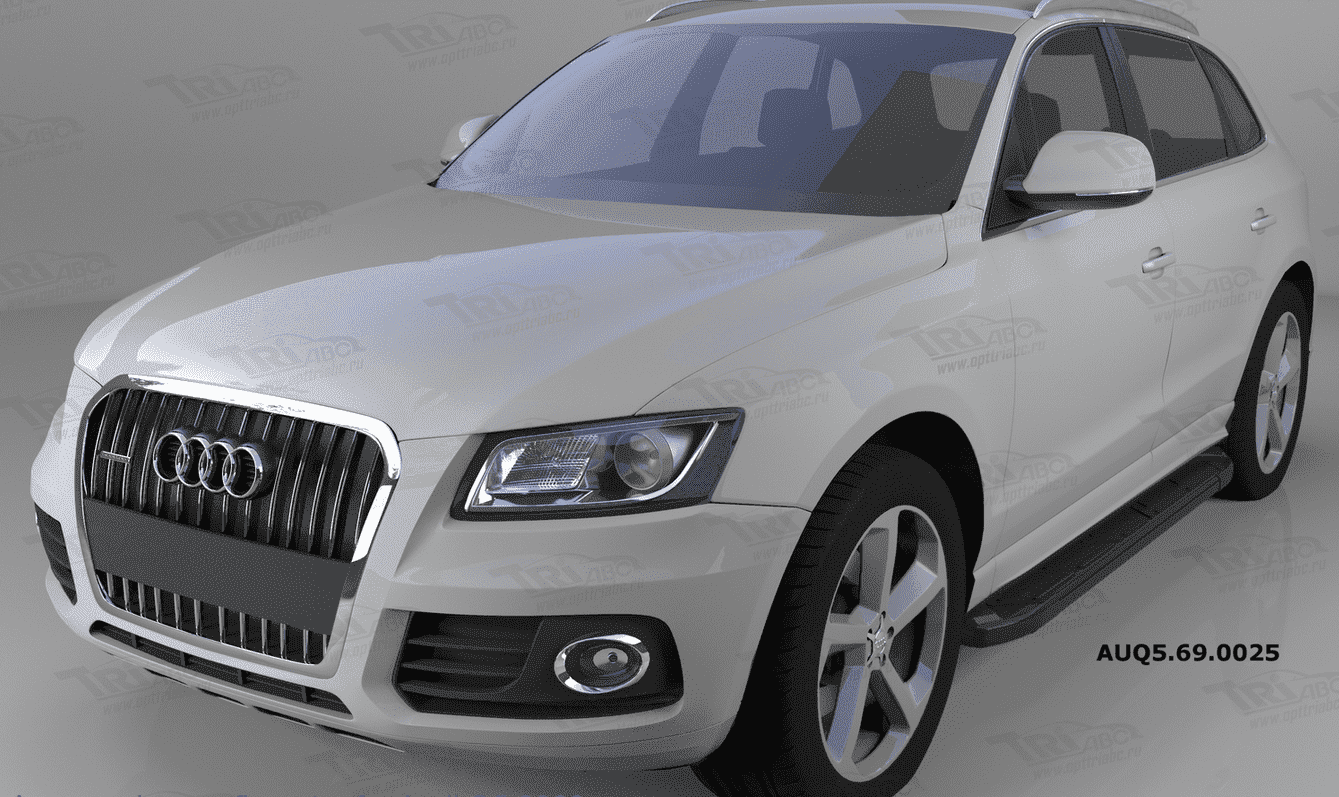Пороги алюминиевые (Corund Black) Audi Q5 (2008-н.в.)