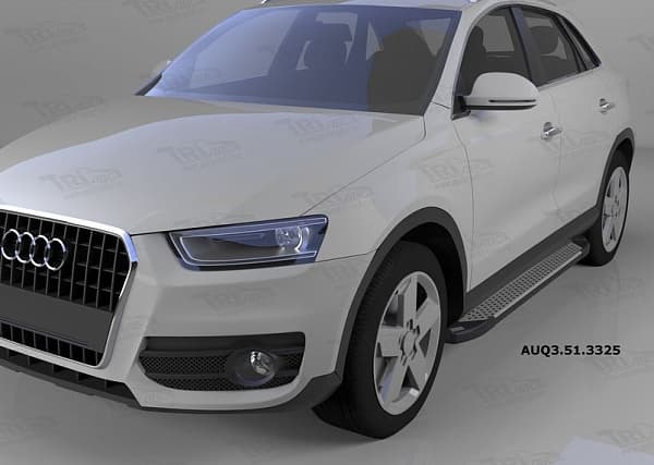 Пороги алюминиевые (Sapphire Silver) для Audi Q3 (2011-н.в.)