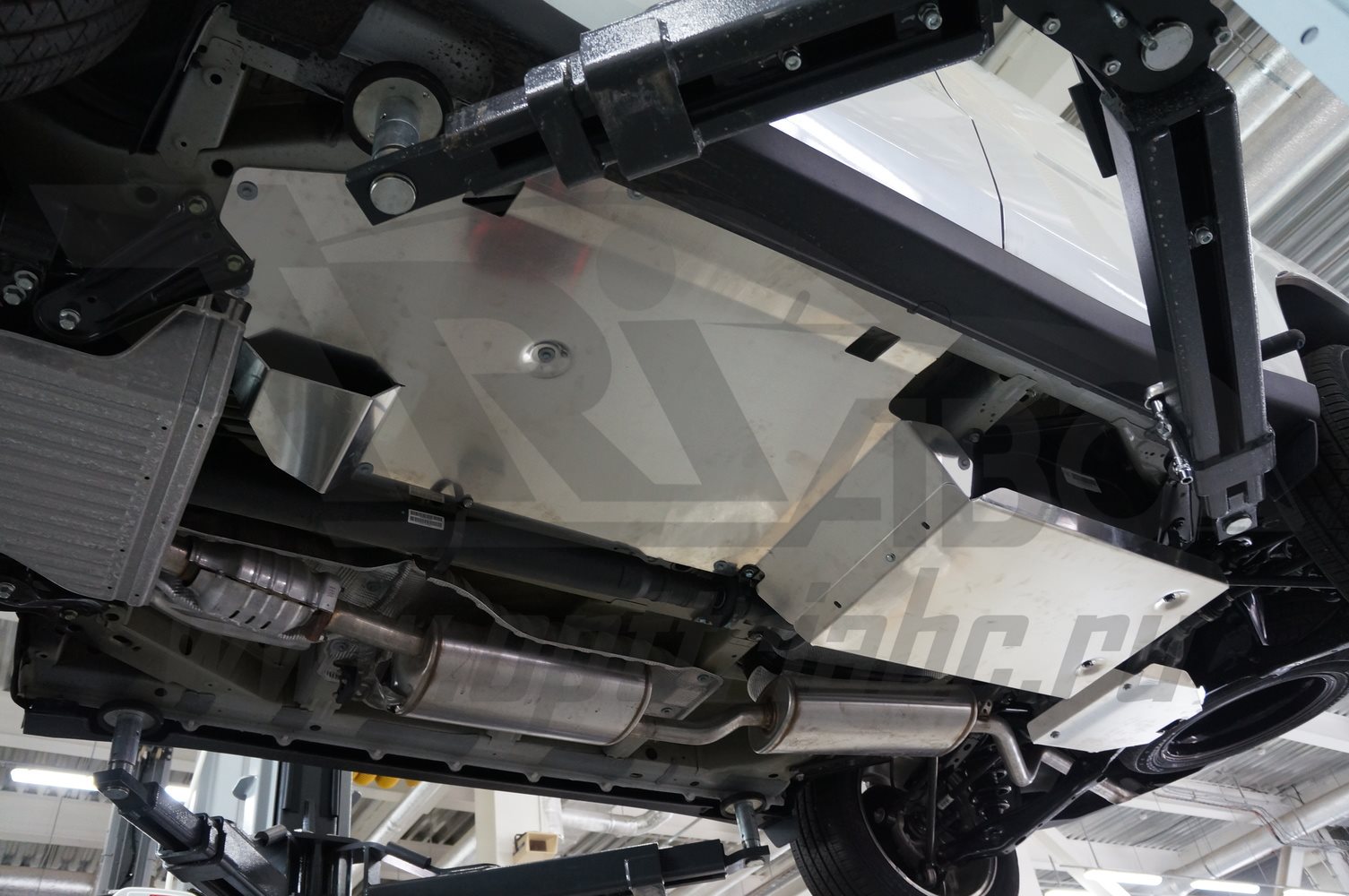 Алюминиевая защита днища АВС-Дизайн для Acura MDX без защиты картера (2014-н.в.)