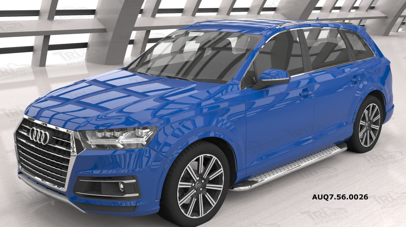 Пороги алюминиевые (Opal) для Audi Q7 (2015-н.в.)