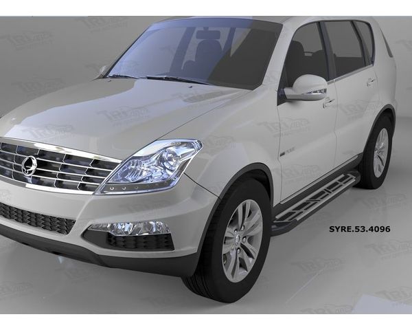 Пороги алюминиевые (Corund Silver) для Ssang Yong Rexton (только 4WD)