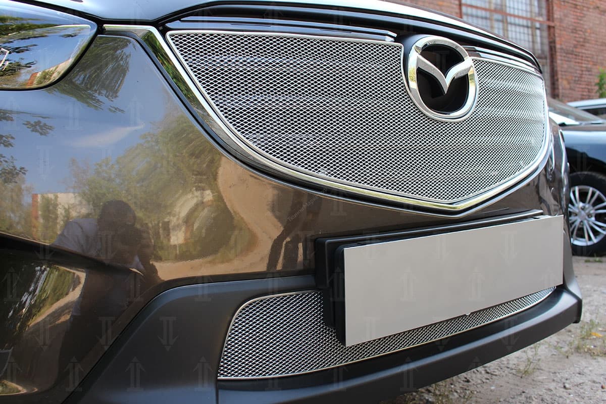 Защитная сетка радиатора ProtectGrille Optimal нижняя для Mazda CX5 (2012-2014 Хром)