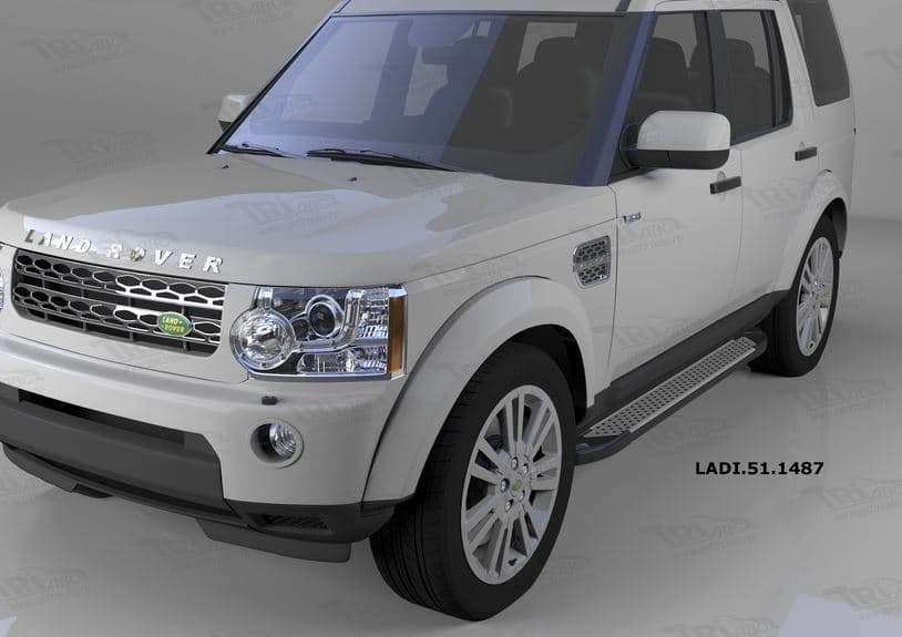 Пороги алюминиевые (Sapphire Silver) для Land Rover Discovery 3