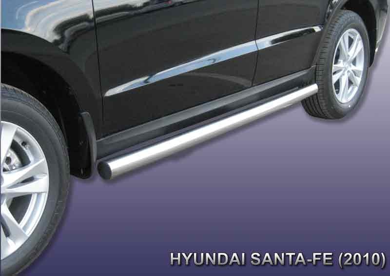 Защита порогов Slitkoff стальная труба для Hyundai Santa Fe (2012-2015)