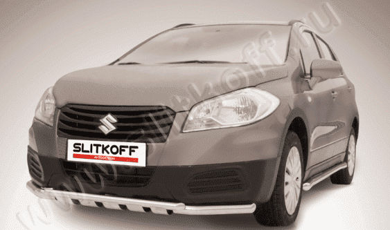 Защита переднего бампера Slitkoff для Suzuki SX4 (2013-2015)