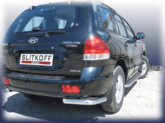 Уголки d57 "SLITKOFF" для Hyundai Santa Fe Classic (2000-2014)