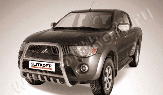 Защита переднего бампера Slitkoff для Mitsubishi L200 (2006-2009)