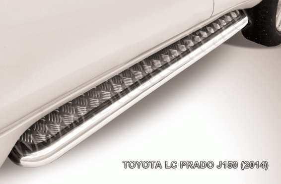 Пороги d76 с листом "SLITKOFF" для Toyota Land Cruiser Prado 150
