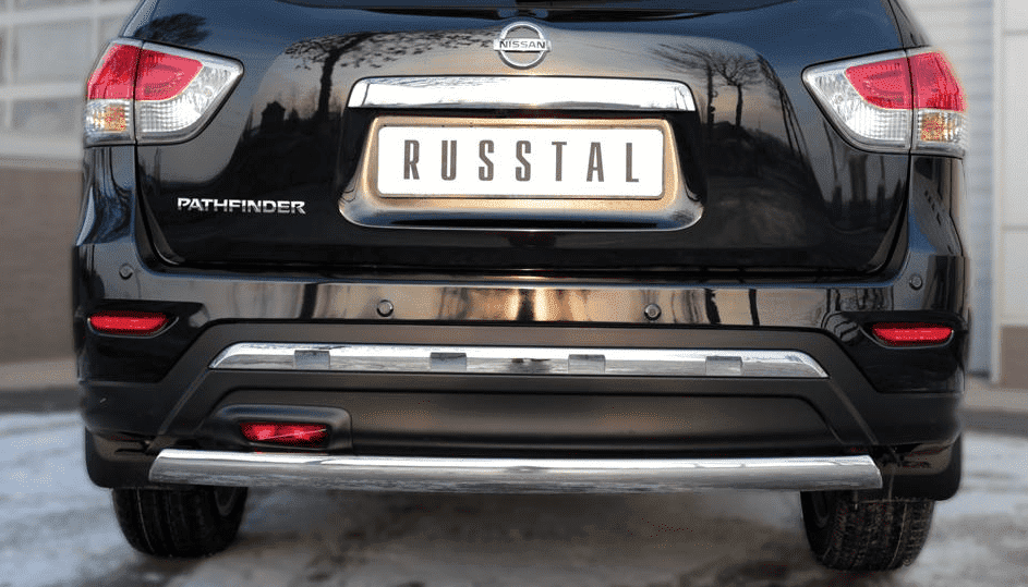 Защита заднего бампера D75хD42 (дуга) "RUSSTAL" для Nissan Pathfinder
