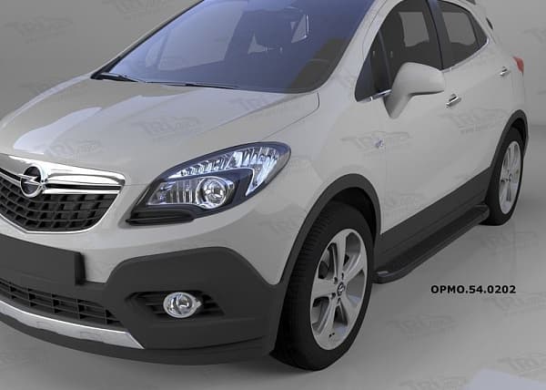Пороги алюминиевые (Sapphire Black) для Opel Mokka