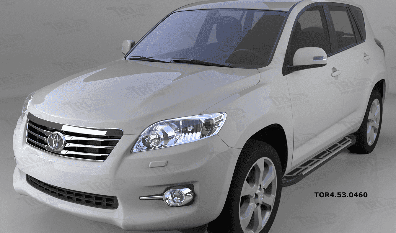 Пороги алюминиевые (Corund Silver) для Toyota RAV4