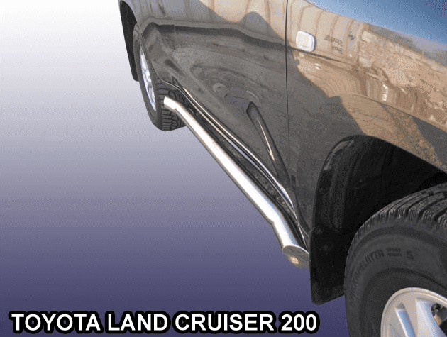 Пороги d76 с загибами "SLITKOFF" для Toyota Land Cruiser 200