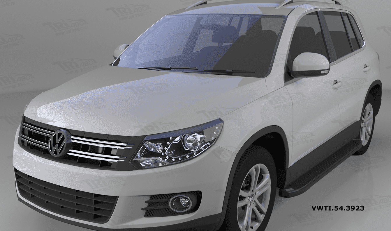 Пороги алюминиевые (Sapphire Black) для Volkswagen Tiguan