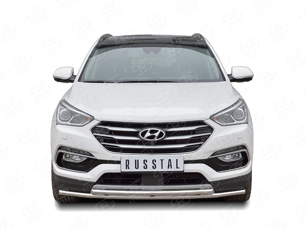 Передняя защита Russtal с надписью для Hyundai Santa Fe (2015-2018)