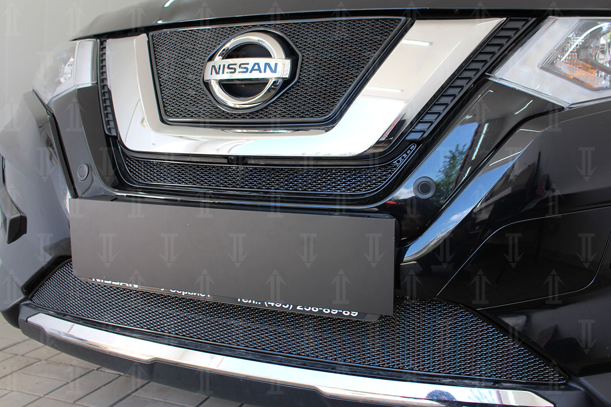 Защитная сетка радиатора ProtectGrille Premium нижняя для Nissan X-Trail (2018-н.в. Черная)