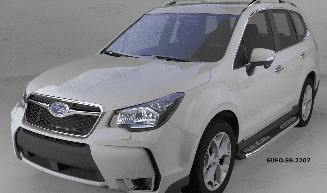 Пороги алюминиевые (Zirkon) для Subaru Forester
