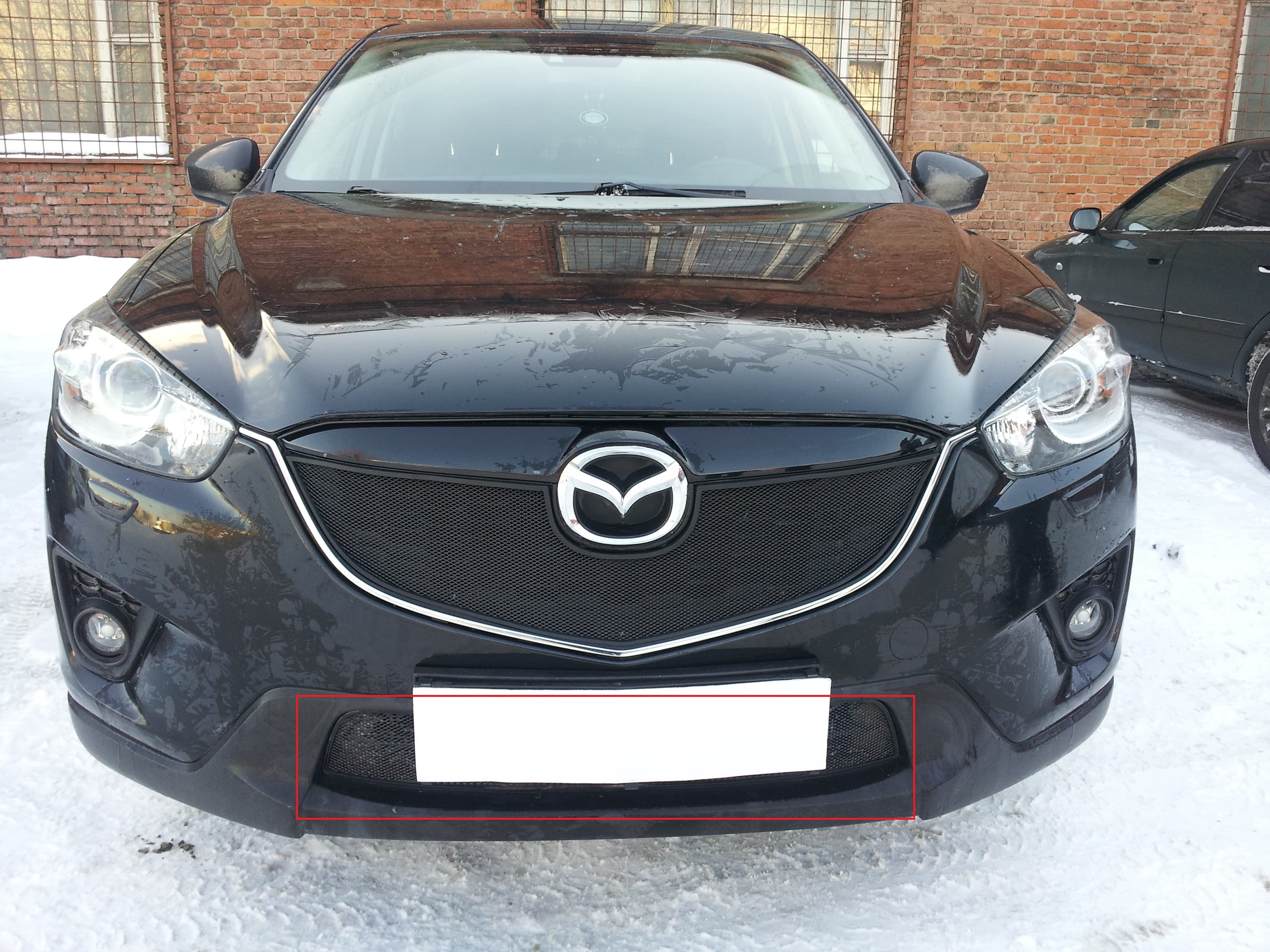 Защитная сетка радиатора ProtectGrille Premium нижняя для Mazda CX5 (2012-2014 Черная)