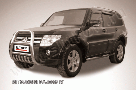 Передняя защита Slitkoff для Mitsubishi Pajero 4 (2006-2011)