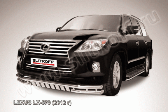 Защита переднего бампера Slitkoff для Lexus LX570 (2012-2015)