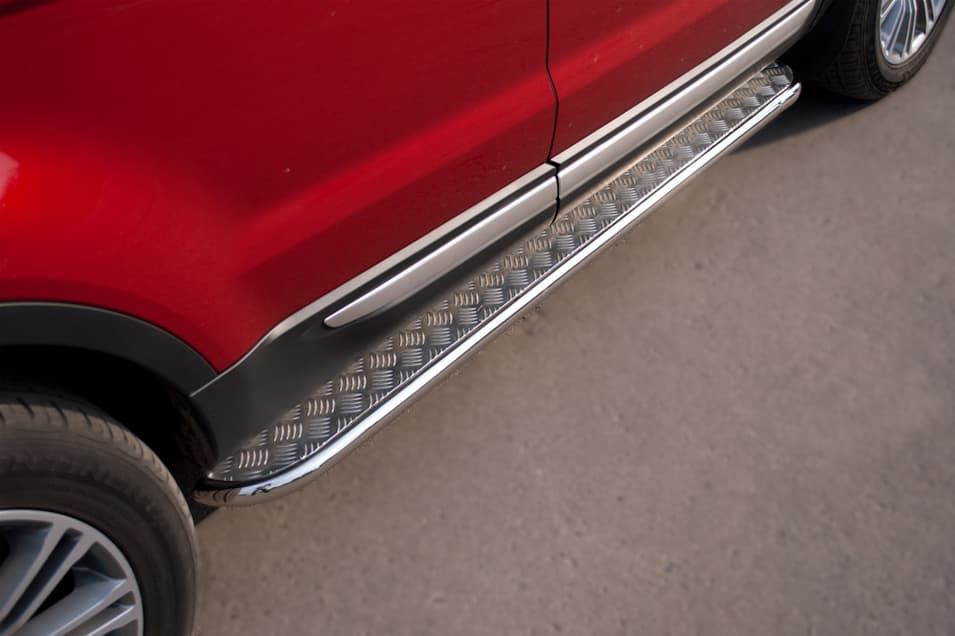 Пороги Russtal - труба 42 мм с площадкой из алюминия для Land Rover Range Rover Evoque Prestige u Pure