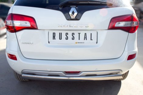 Защита заднего бампера Russtal d75х42 овал для Renault Koleos