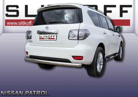 Защита заднего бампера d76 "SLITKOFF" для Nissan Patrol
