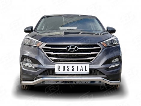 Передняя защита Russtal с надписью для Hyundai Tucson (2015-2017)